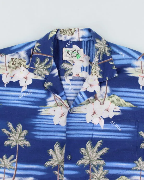 Vintage KY'S Blue Hawaiian Shirt - L sold by Rokit product image thumbnail 3