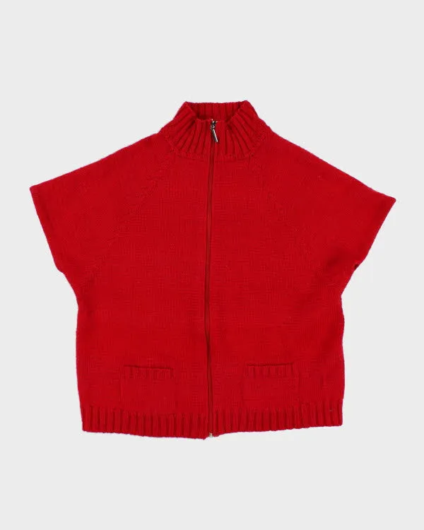 Vintage Short Sleeve Zip-up Knit Jumper - L sold by Rokit