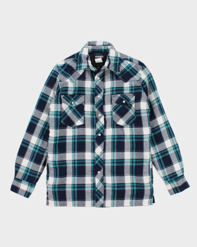Men's Blue Flannel Wrangler Over Shirt - S sold by Rokit