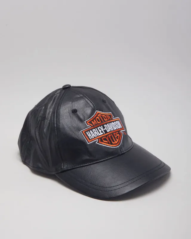 Vintage 90's Leather Harley Davidson Cap - OS sold by Rokit