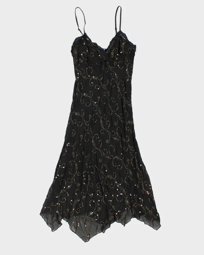 Vintage Woman's Black Sequin Embellished Dress - M sold by Rokit