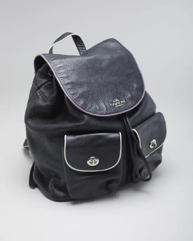 Vintage Black Woman's Billie Leather  Drawstring backpack. sold by Rokit