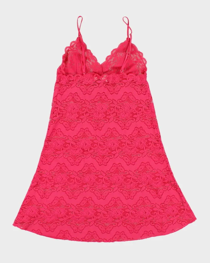 Vintage 90s/00s La Vie En Rose Pink Lace Slip Dress - M sold by Rokit product image thumbnail 2