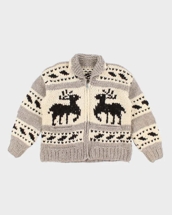 Vintage Knit Deer Patterned Cowichan - M sold by Rokit