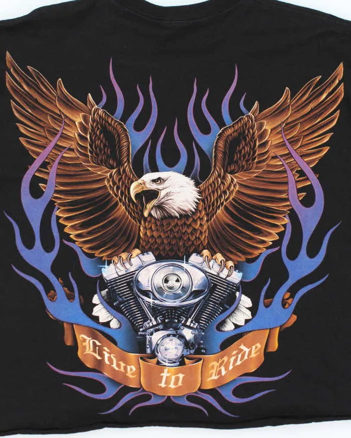 Vintage 90s Cropped Eagle Biker T-Shirt - M sold by Rokit product image thumbnail 4