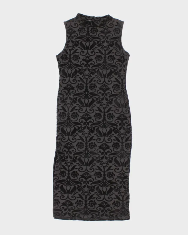 Vintage Patterned Little Black Dress - S sold by Rokit