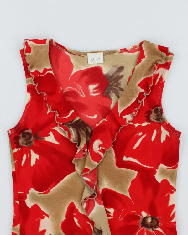 Y2k 00s Suzy Floral Ruffle Mesh Top - S sold by Rokit product image thumbnail 3