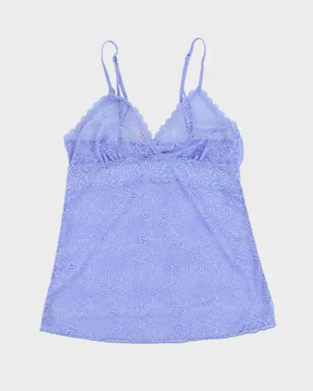 Y2k 00s La Vie En Rose Lilac Lace Cami - S sold by Rokit
