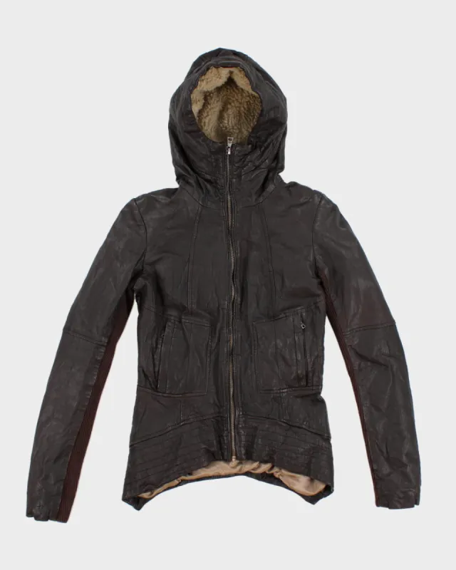 Vintage Woman's Denier Brown Leather Hooded Jacket - XS sold by Rokit