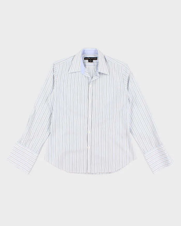 Men's Ralph Lauren White and Blue Stripped Shirt - M sold by Rokit
