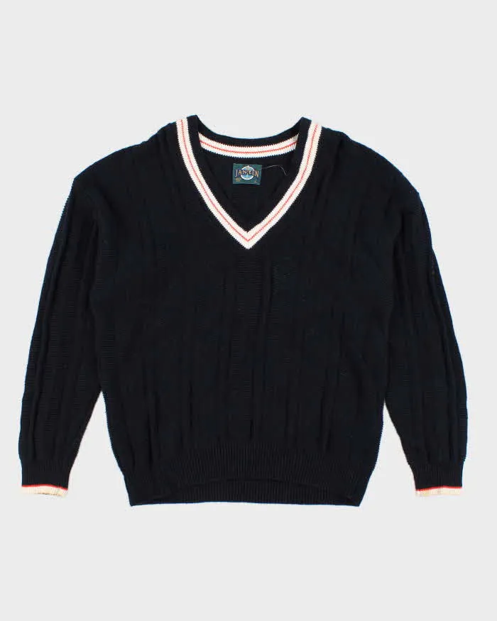 Vintage Jantzen V-Neck Navy Jumper - L sold by Rokit