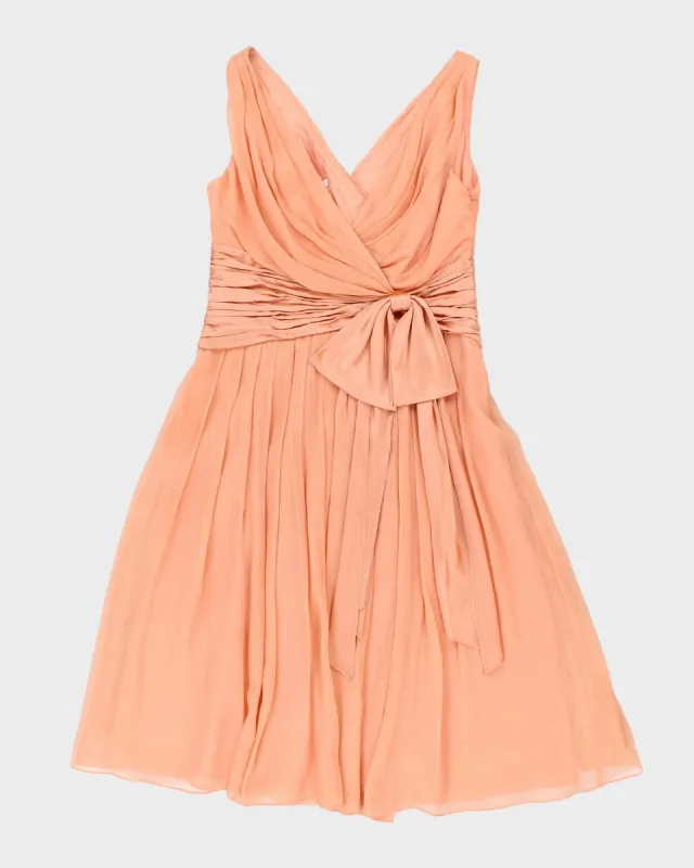 Maggy London Silk Salmon Dress With Bow Detailing - S M sold by Rokit