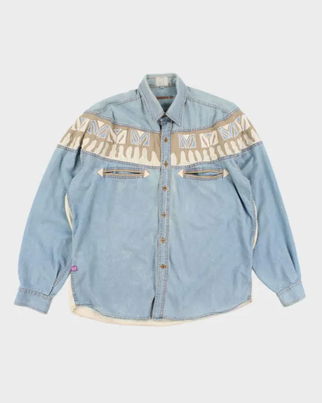 90s Dangerous Denim Western Long Sleeve Shirt - XL made by Rokit