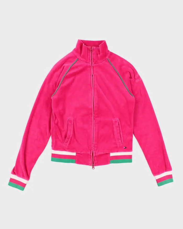 Y2K 00s Tommy Hilfiger Hot pink Velour Track Sweatshirt - S sold by Rokit