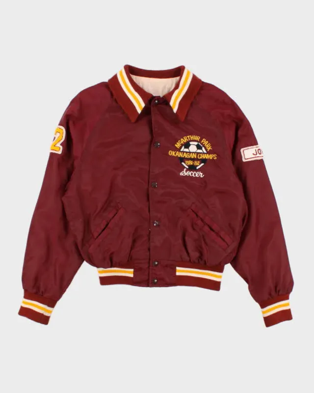 80s Vintage Men's Burgundy Varsity Jacket - M sold by Rokit