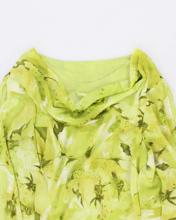 Y2k 00s Cowl Neck Bell Sleeve Green Dress - L sold by Rokit product image thumbnail 3