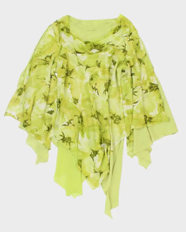 Y2k 00s Cowl Neck Bell Sleeve Green Dress - L sold by Rokit