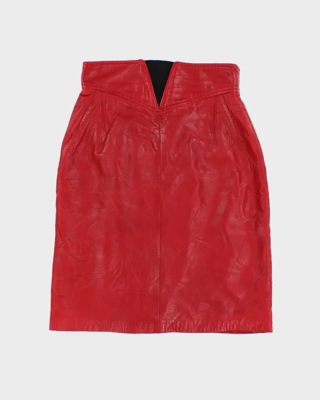 80's Leather Red Hot Pencil Skirt - W28 sold by Rokit