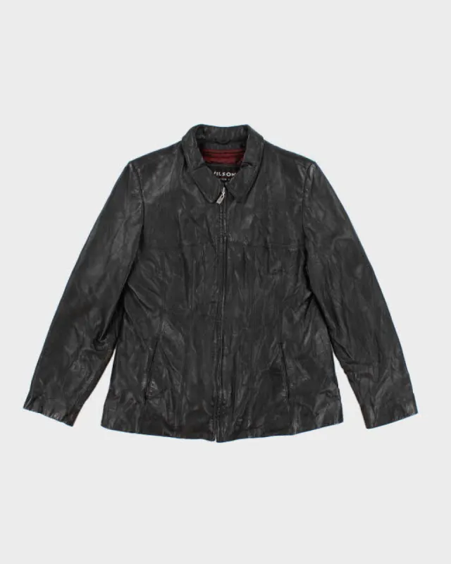 Womens Wilsons 1990s Vintage Black Leather Jacket - L made by Wilson
