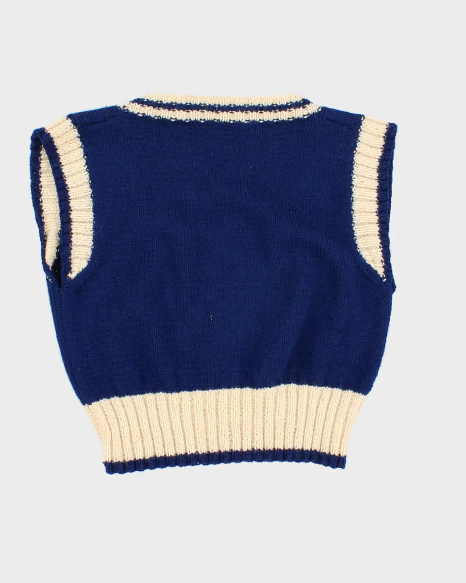 Vintage Blue And Cream Knitted Tank Top - S sold by Rokit product image thumbnail 2