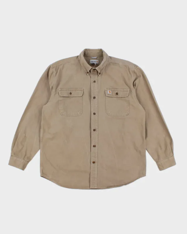 00s Carhartt Beige Workwear Shirt - L sold by Rokit