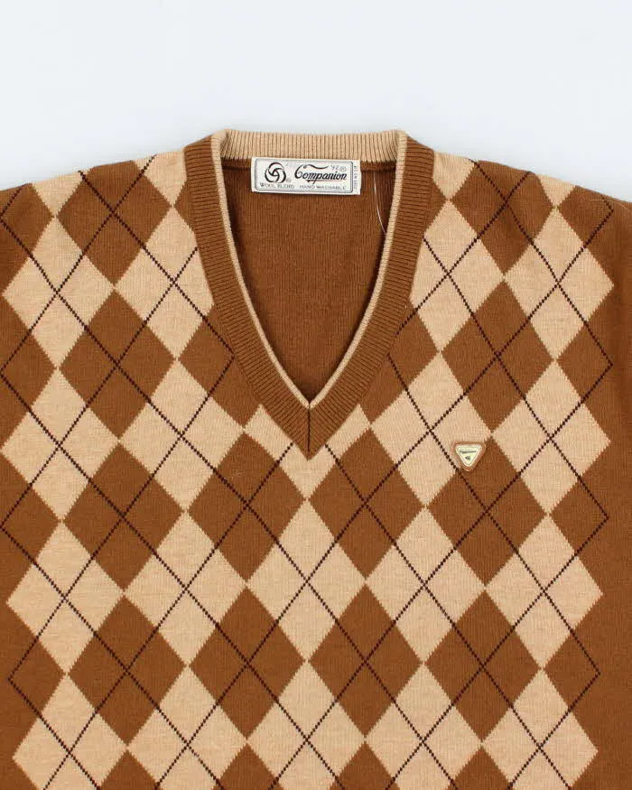 Vintage Men's Brown Argyll Wool Knit Jumper - M sold by Rokit product image thumbnail 3