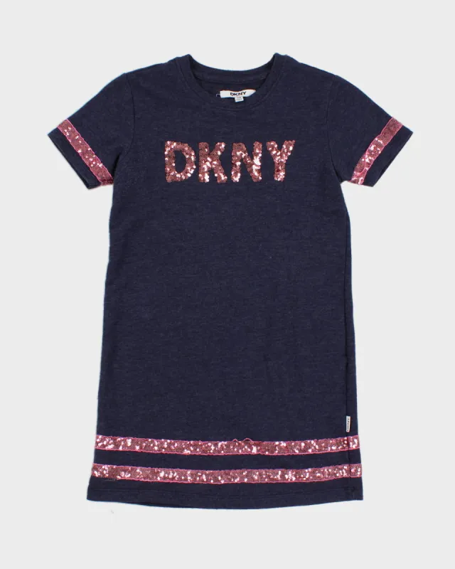 Girls Blue DKNY Pink Sequin Long NightgownTop made by DKNY