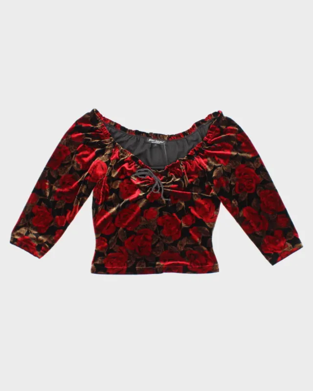 Betsey Johnson Velvet Rose Blouse - S sold by Rokit