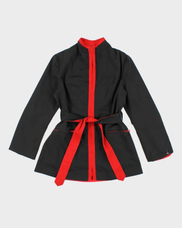 Womens 1990s Black and Red Light Belted Jacket - M sold by Rokit