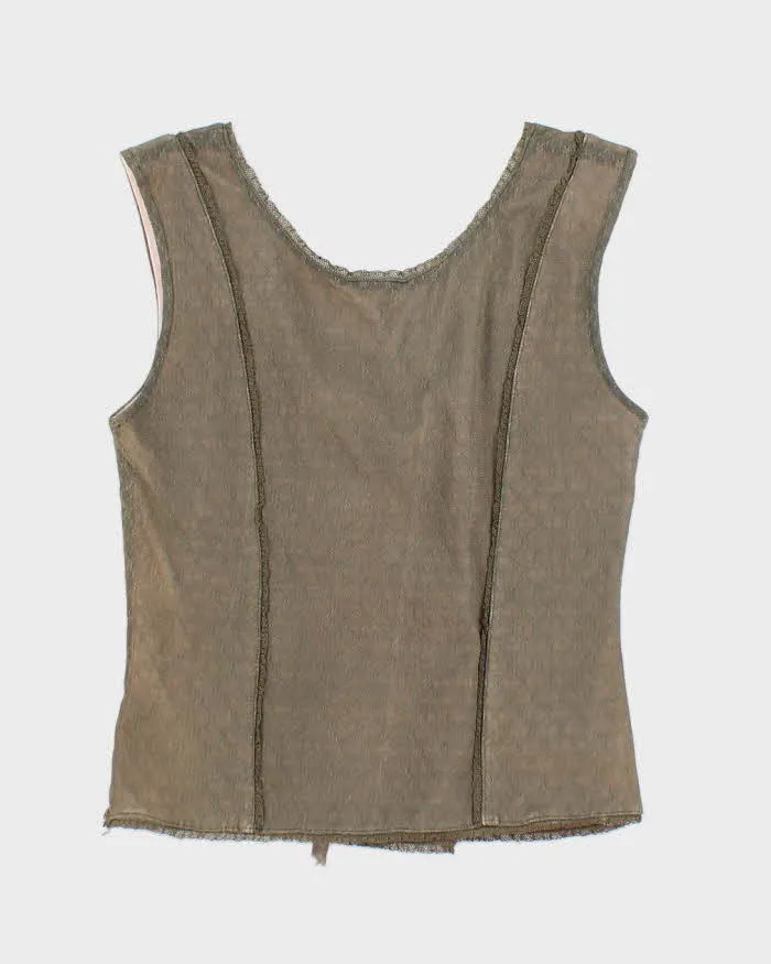 Vintage 90s Premode Khaki Lace Up Top - M sold by Rokit product image thumbnail 2