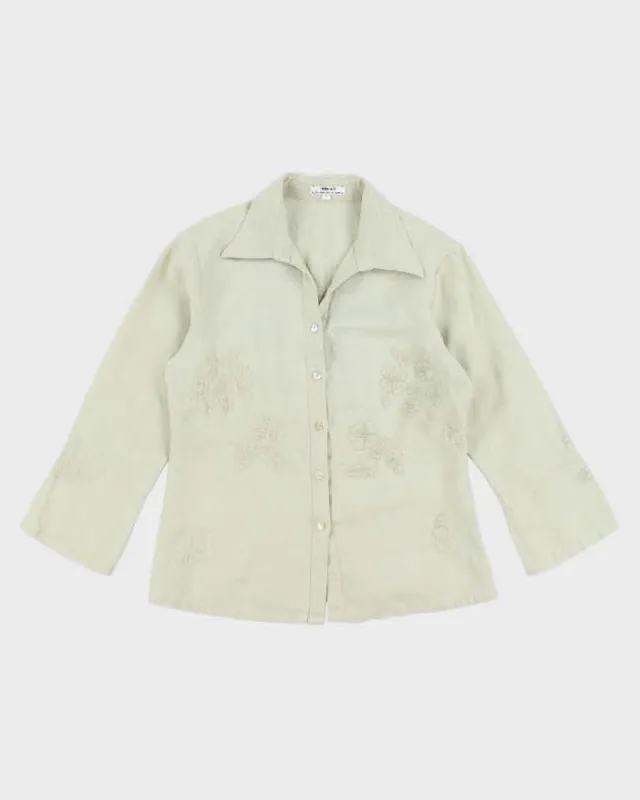 Embroidered Floral Linen Women's Shirt - L sold by Rokit