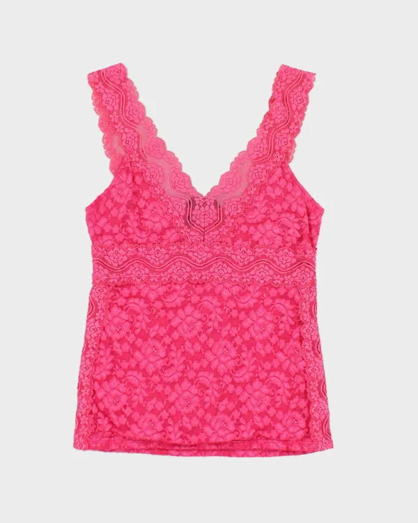 Y2k 00s Moda International Pink Lace Cami - S sold by Rokit