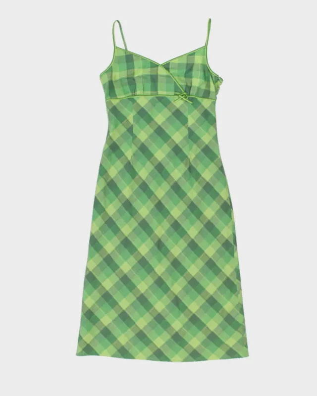 Y2K 00s Darling Green Check Midi Dress - L made by Rokit