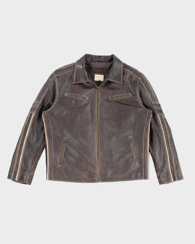 ″C.M.M\" Leather Shirts Jacket Vintage CMM Canada Brown Leather Jacket - XXXL | Parallel