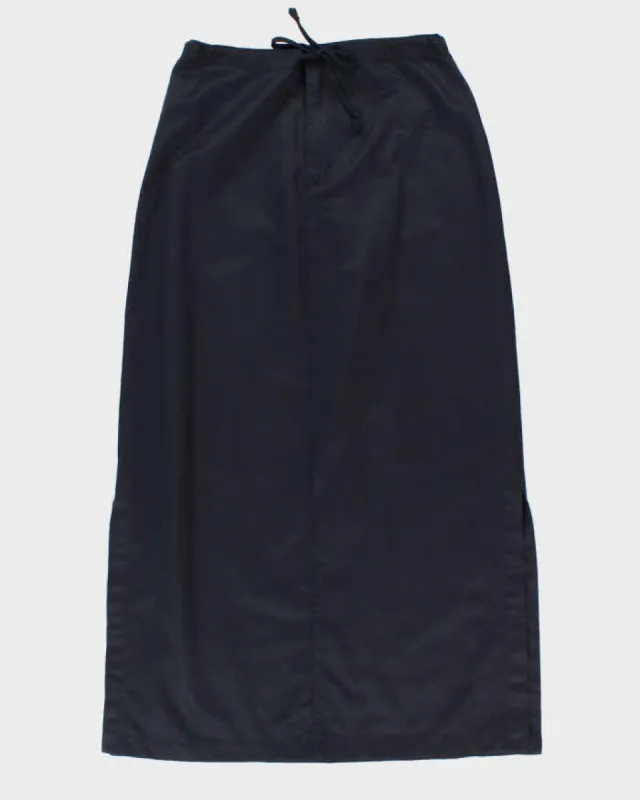 Y2K 00s Bossini Navy Side Slit Maxi Skirt - S sold by Rokit