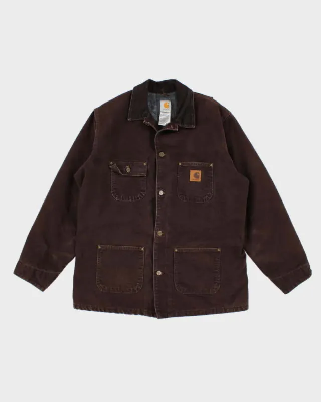 Vintage Men's Brown Carhartt Fleece Lined Utility Jacket - L sold by Rokit