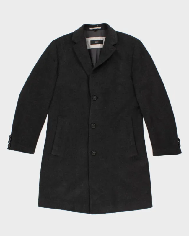 Hugo Boss Grey Wool Overcoat - L sold by Rokit