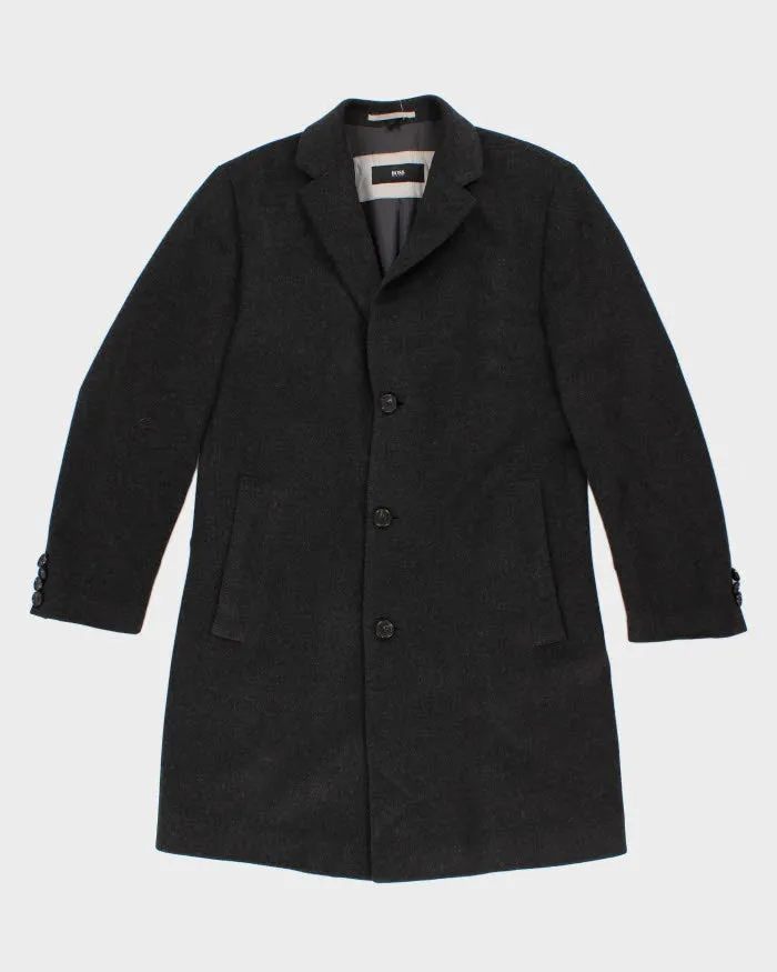 Hugo Boss Grey Wool Overcoat - L sold by Rokit
