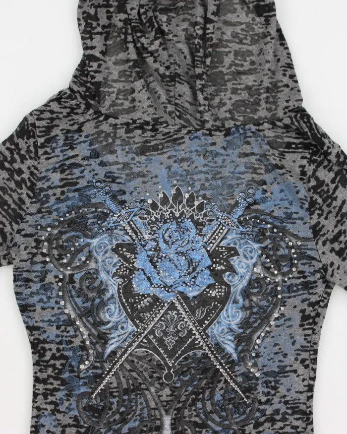 Y2k 00s Active Street Couture Leopard Print Hooded Long Sleeve Top - M sold by Rokit product image thumbnail 4