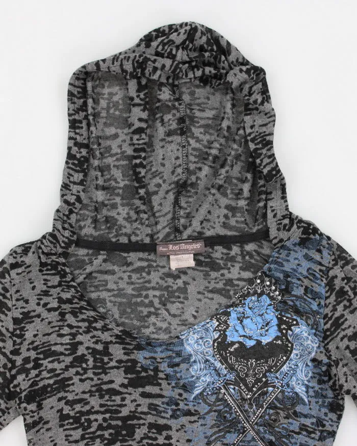 Y2k 00s Active Street Couture Leopard Print Hooded Long Sleeve Top - M sold by Rokit product image thumbnail 3