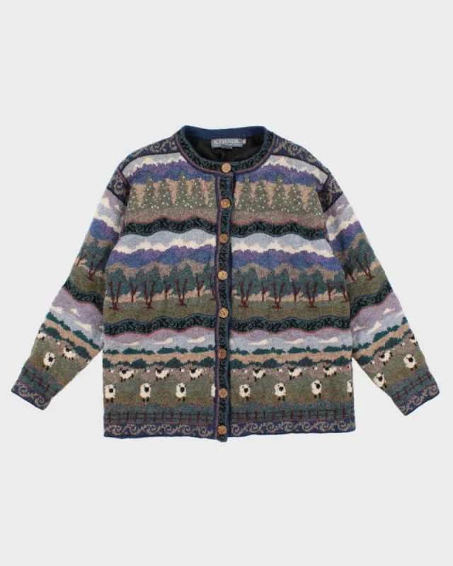 90s Vintage Woman's Icelandic Designs Patterned Knit Wool Cardigan - M sold by Rokit