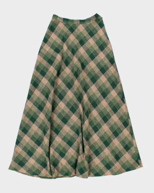 Wool Blend Check Skirt - S sold by Rokit