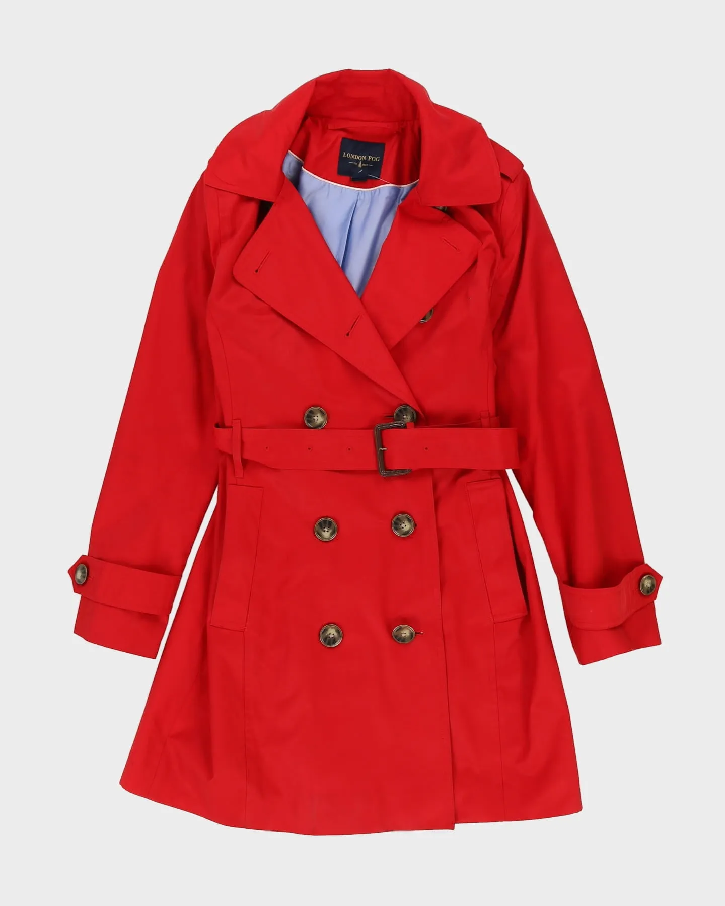 London Fog Red Mac Coat - S sold by Rokit