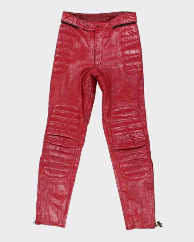 Vintage Woman's Pink Leather Biker Trousers - W30 sold by Rokit