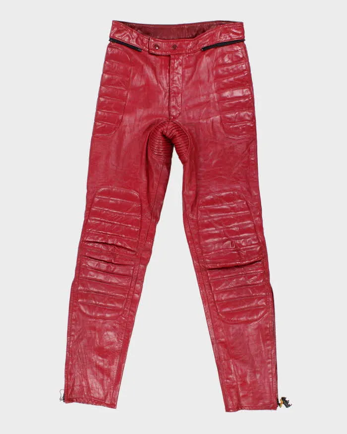 Vintage Woman's Pink Leather Biker Trousers - W30 sold by Rokit