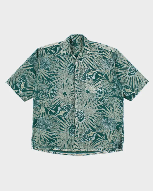 Vintage Men's Green Hawaiian Print Shirt - S sold by Rokit