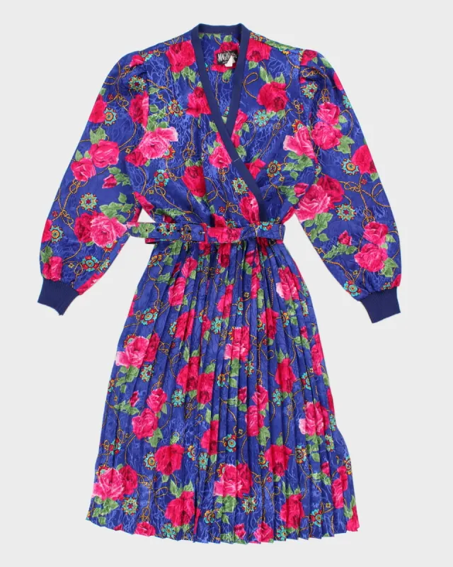1990s Blue Patterned Dress - L made by Rokit