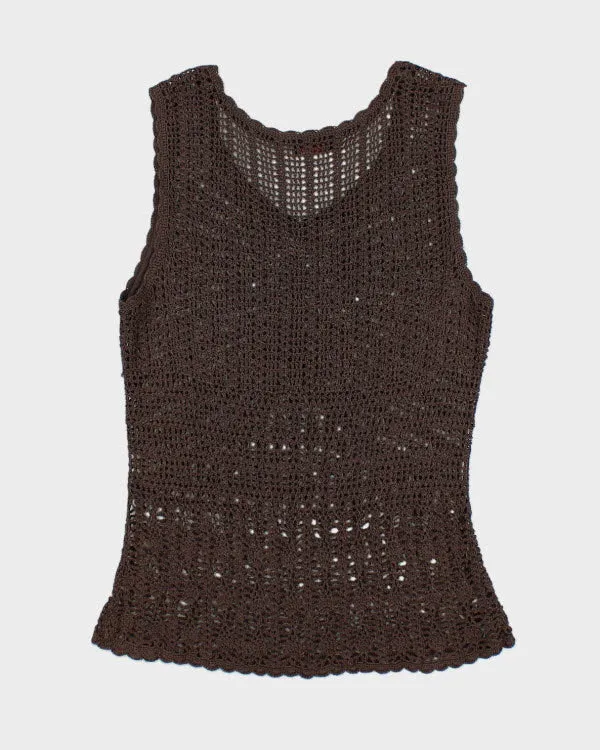 Y2k 00s Brown Crochet Top - M sold by Rokit product image thumbnail 2