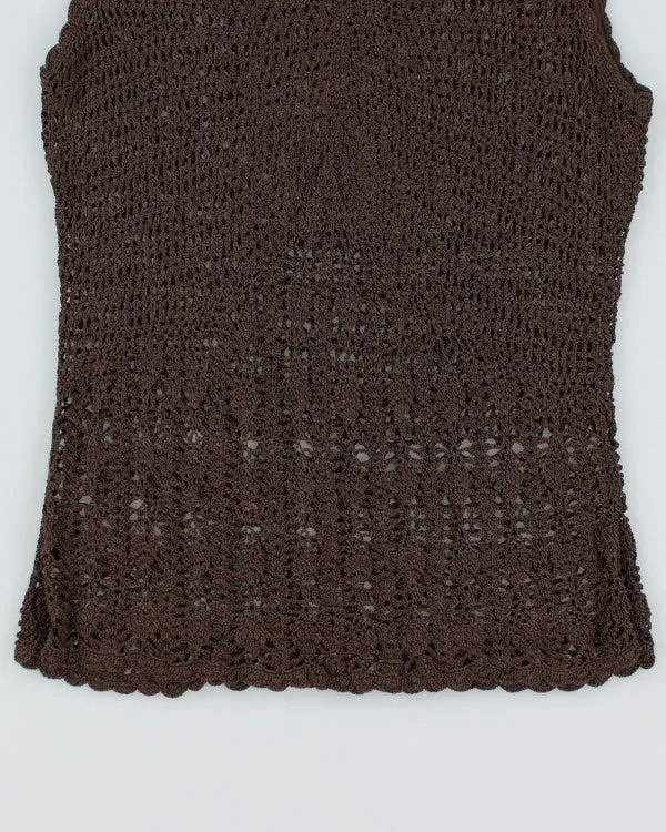 Y2k 00s Brown Crochet Top - M sold by Rokit product image thumbnail 4