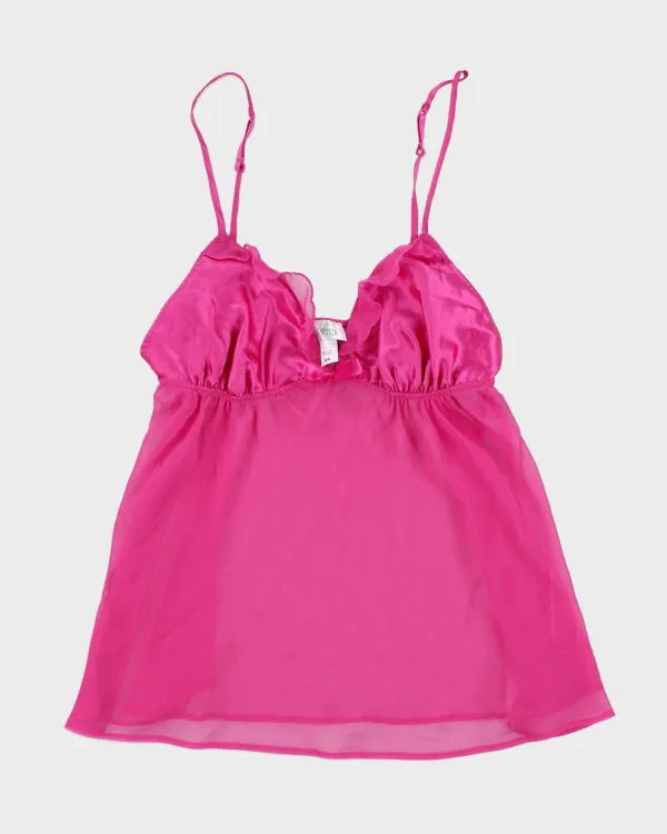Y2k 00s La Senza Pink Mesh Ruffle Cami - M sold by Rokit